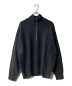 YLEVEイレーヴ）の古着「ミドルゲージラムズウールハーフジッププルオーバーニット」｜ブラック
