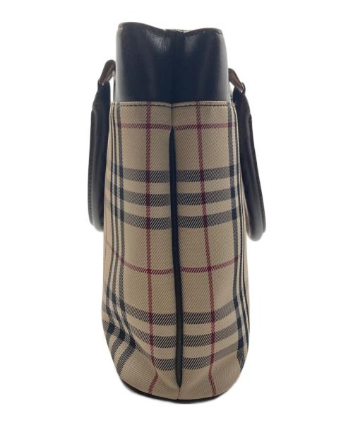 BURBERRY（バーバリー）BURBERRY (バーバリー) ロゴプレート ノバチェックハンドバッグ ベージュ×ブラウンの古着・服飾アイテム
