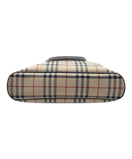 BURBERRY（バーバリー）BURBERRY (バーバリー) ロゴプレート ノバチェックハンドバッグ ベージュ×ブラウンの古着・服飾アイテム