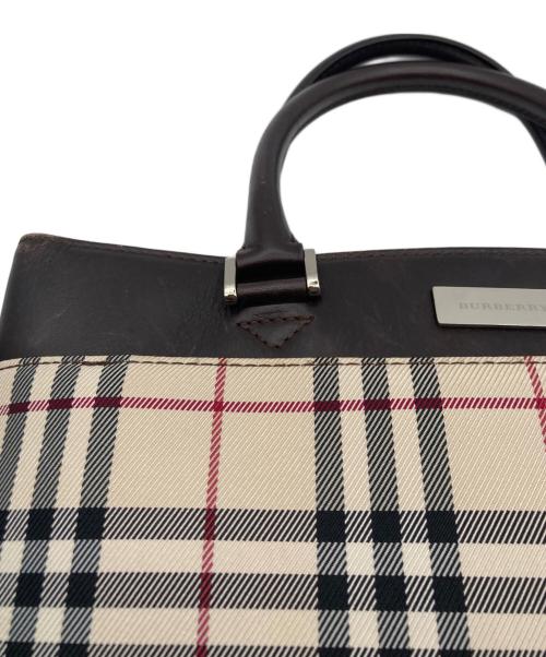 BURBERRY（バーバリー）BURBERRY (バーバリー) ロゴプレート ノバチェックハンドバッグ ベージュ×ブラウンの古着・服飾アイテム
