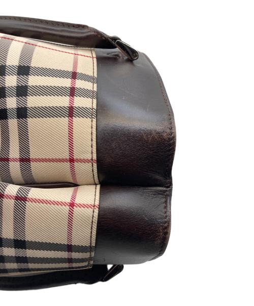 BURBERRY（バーバリー）BURBERRY (バーバリー) ロゴプレート ノバチェックハンドバッグ ベージュ×ブラウンの古着・服飾アイテム