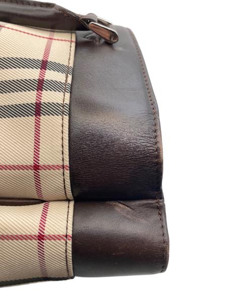 BURBERRY（バーバリー）BURBERRY (バーバリー) ロゴプレート ノバチェックハンドバッグ ベージュ×ブラウンの古着・服飾アイテム