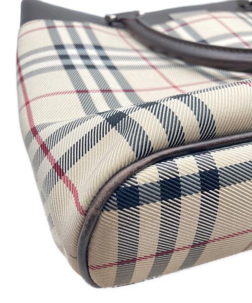 BURBERRY（バーバリー）BURBERRY (バーバリー) ロゴプレート ノバチェックハンドバッグ ベージュ×ブラウンの古着・服飾アイテム