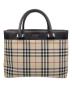 BURBERRY（バーバリー）の古着「ロゴプレート ノバチェックハンドバッグ」｜ベージュ×ブラウン