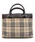 BURBERRY (バーバリー) ロゴプレート ノバチェックハンドバッグ ベージュ×ブラウン：15000円