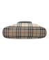 中古・古着 BURBERRY (バーバリー) ロゴプレート ノバチェックハンドバッグ ベージュ×ブラウン：15000円