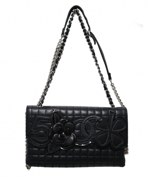 CHANEL（シャネル）CHANEL (シャネル) ココマーククローバーチェーンショルダーバッグ サイズ:下記参照 カメリア ラムスキン 10173884　チョコバーNo5の古着・服飾アイテム