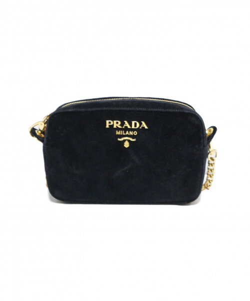 PRADA（プラダ）PRADA (プラダ) ベロアチェーンショルダーバッグ ブラック サイズ:下記参照 VELLUTO 1BH076 42の古着・服飾アイテム