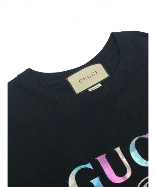 GUCCI（グッチ）GUCCI (グッチ) マルチカラーオーバーサイズTシャツwithグッチロゴ ブラック サイズ:XS 548334-XJA09 19SSの古着・服飾アイテム