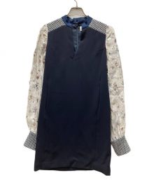 Mame Kurogouchi（マメクロゴウチ）の古着「Cherry Blossom Sleeves Dress」｜ネイビー