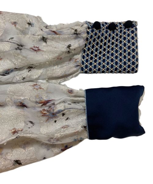 Mame Kurogouchi（マメクロゴウチ）Mame Kurogouchi (マメクロゴウチ) Cherry Blossom Sleeves Dress ネイビー サイズ:1の古着・服飾アイテム