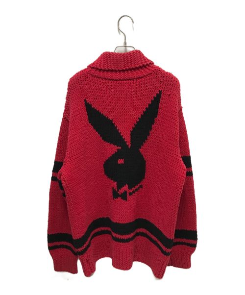 SUPREME（シュプリーム）SUPREME (シュプリーム) PLAY BOY (プレイボーイ) Shawl Collar Full Zip Sweater レッド サイズ:Mの古着・服飾アイテム