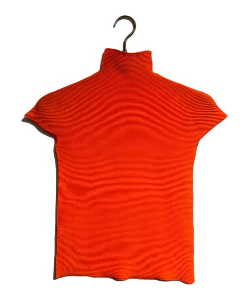 ISSEY MIYAKE PLEATS (T.)（イッセイミヤケ プリーツ）ISSEY MIYAKE PLEATS (T.) (イッセイミヤケ プリーツ) プリーツハイネックブラウス オレンジ サイズ:3の古着・服飾アイテム