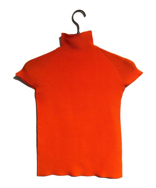 ISSEY MIYAKE PLEATS (T.)（イッセイミヤケ プリーツ）ISSEY MIYAKE PLEATS (T.) (イッセイミヤケ プリーツ) プリーツハイネックブラウス オレンジ サイズ:3の古着・服飾アイテム