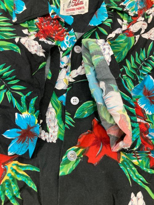 TAHITI（タヒチ）TAHITI (タヒチ) 50-60`Sレーヨンアロハシャツ ブラック サイズ:15M151/2の古着・服飾アイテム