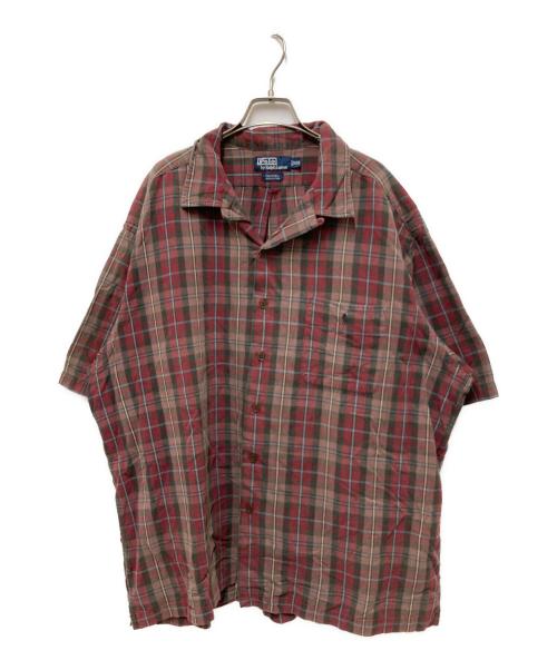 POLO RALPH LAUREN（ポロ・ラルフローレン）POLO RALPH LAUREN (ポロ・ラルフローレン) オープンカラーチェック半袖シャツ レッド サイズ:XXLの古着・服飾アイテム