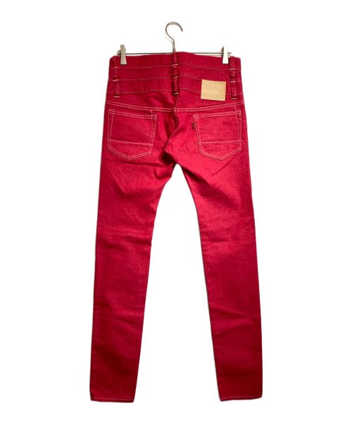 GANRYU（ガンリュウ）GANRYU (ガンリュウ) ラメスキニーデニムパンツ レッド サイズ:Mの古着・服飾アイテム