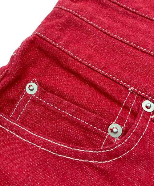 GANRYU（ガンリュウ）GANRYU (ガンリュウ) ラメスキニーデニムパンツ レッド サイズ:Mの古着・服飾アイテム