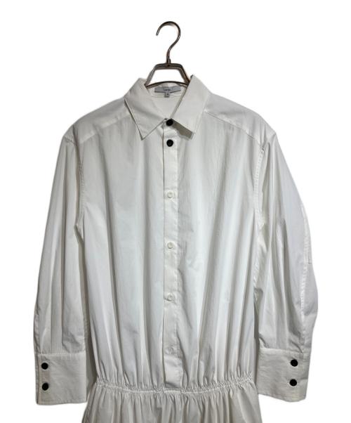 UN3D.（アンスリード）UN3D. (アンスリード) ローギャザーフレアシャツワンピース ホワイト サイズ:36の古着・服飾アイテム