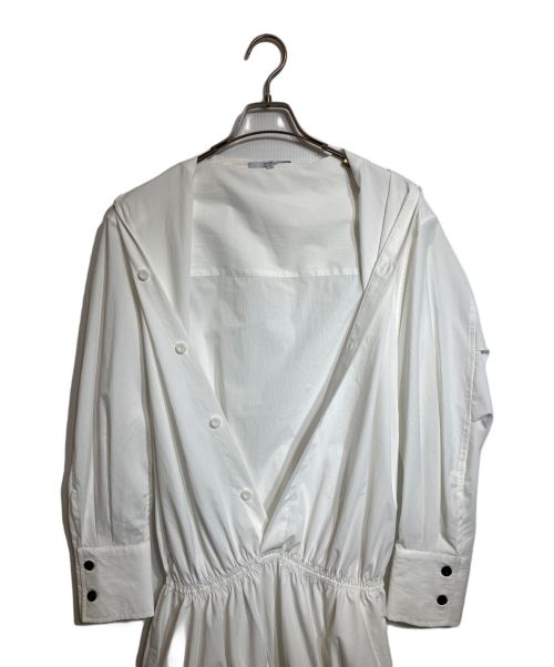 UN3D.（アンスリード）UN3D. (アンスリード) ローギャザーフレアシャツワンピース ホワイト サイズ:36の古着・服飾アイテム