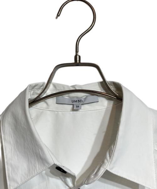 UN3D.（アンスリード）UN3D. (アンスリード) ローギャザーフレアシャツワンピース ホワイト サイズ:36の古着・服飾アイテム