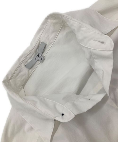 UN3D.（アンスリード）UN3D. (アンスリード) ローギャザーフレアシャツワンピース ホワイト サイズ:36の古着・服飾アイテム