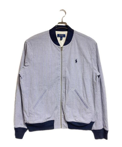 POLO RALPH LAUREN（ポロ・ラルフローレン）POLO RALPH LAUREN (ポロ・ラルフローレン) シアサッカーストライプブルゾン ブルー サイズ:Lの古着・服飾アイテム