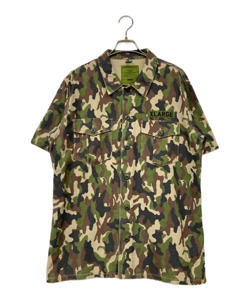X-LARGE（エクストララージ）X-LARGE (エクストララージ) DISNEY (ディズニー) ディズニーコラボ カモ柄半袖シャツ グリーン サイズ:XLの古着・服飾アイテム