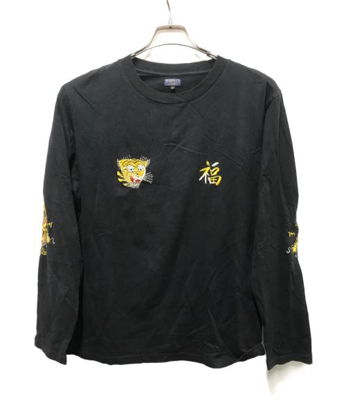 東洋エンタープライズ（トウヨウエンタープライズ）東洋エンタープライズ (トウヨウエンタープライズ) 刺繍カットソー ブラック サイズ:Ｌの古着・服飾アイテム