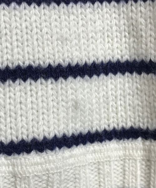 PRADA（プラダ）PRADA (プラダ) カシミヤボーダーロゴニット ホワイト サイズ:38の古着・服飾アイテム