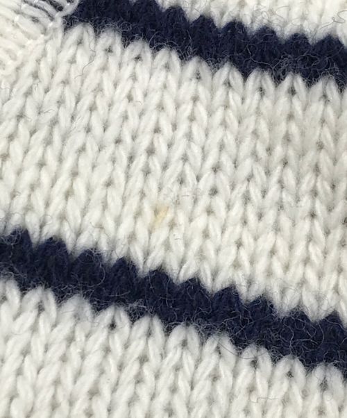 PRADA（プラダ）PRADA (プラダ) カシミヤボーダーロゴニット ホワイト サイズ:38の古着・服飾アイテム