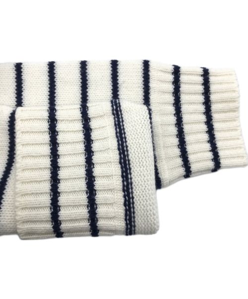 PRADA（プラダ）PRADA (プラダ) カシミヤボーダーロゴニット ホワイト サイズ:38の古着・服飾アイテム