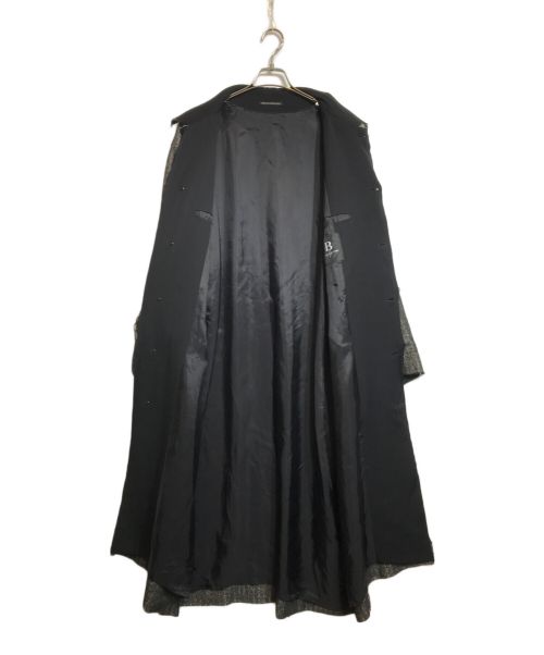 B Yohji Yamamoto（ビーヨウジヤマモト）B Yohji Yamamoto (ビーヨウジヤマモト) ギャバジン切替カットオフツイードコート ブラック×グレー サイズ:2の古着・服飾アイテム