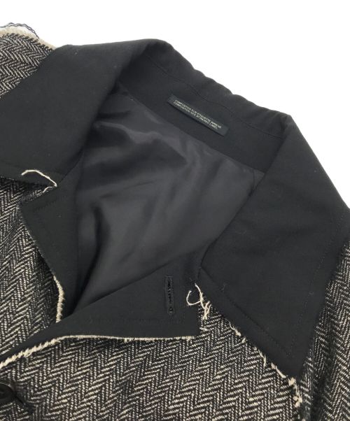 B Yohji Yamamoto（ビーヨウジヤマモト）B Yohji Yamamoto (ビーヨウジヤマモト) ギャバジン切替カットオフツイードコート ブラック×グレー サイズ:2の古着・服飾アイテム