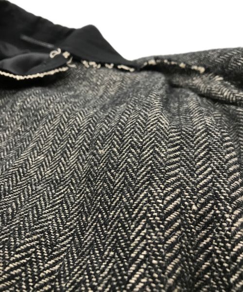 B Yohji Yamamoto（ビーヨウジヤマモト）B Yohji Yamamoto (ビーヨウジヤマモト) ギャバジン切替カットオフツイードコート ブラック×グレー サイズ:2の古着・服飾アイテム