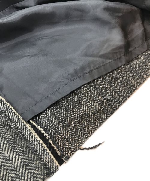 B Yohji Yamamoto（ビーヨウジヤマモト）B Yohji Yamamoto (ビーヨウジヤマモト) ギャバジン切替カットオフツイードコート ブラック×グレー サイズ:2の古着・服飾アイテム