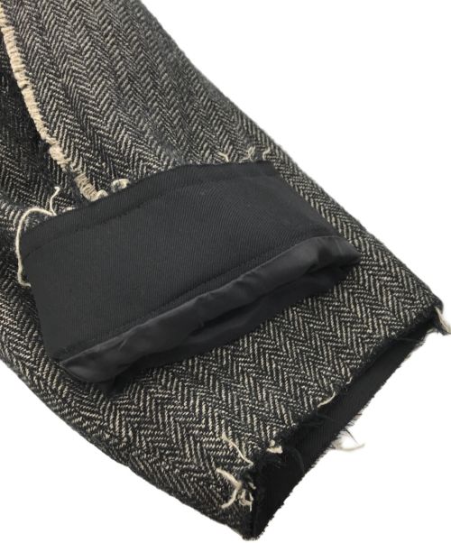 B Yohji Yamamoto（ビーヨウジヤマモト）B Yohji Yamamoto (ビーヨウジヤマモト) ギャバジン切替カットオフツイードコート ブラック×グレー サイズ:2の古着・服飾アイテム