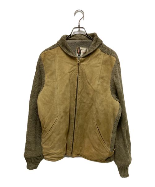 PENNEY'S SPORTS（ペニーズ スポーツ）PENNEY'S SPORTS (ペニーズ スポーツ) 50-60’Sニット切替レザージャケット ブラウン サイズ:38の古着・服飾アイテム