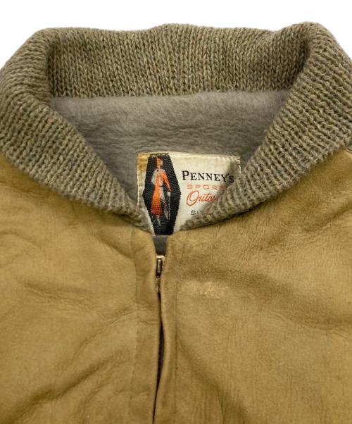 PENNEY'S SPORTS（ペニーズ スポーツ）PENNEY'S SPORTS (ペニーズ スポーツ) 50-60’Sニット切替レザージャケット ブラウン サイズ:38の古着・服飾アイテム