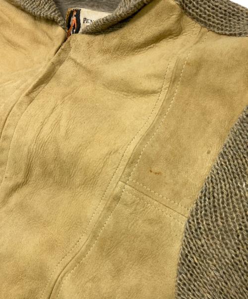 PENNEY'S SPORTS（ペニーズ スポーツ）PENNEY'S SPORTS (ペニーズ スポーツ) 50-60’Sニット切替レザージャケット ブラウン サイズ:38の古着・服飾アイテム