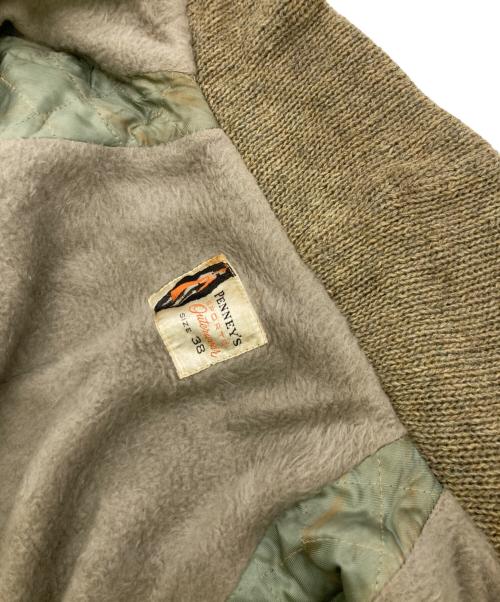 PENNEY'S SPORTS（ペニーズ スポーツ）PENNEY'S SPORTS (ペニーズ スポーツ) 50-60’Sニット切替レザージャケット ブラウン サイズ:38の古着・服飾アイテム