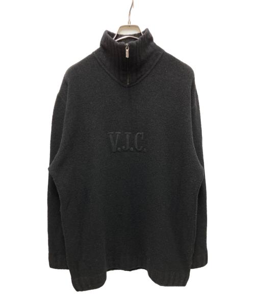 VERSACE JEANS COUTURE（ヴェルサーチ ジーンズクチュール）VERSACE JEANS COUTURE (ヴェルサーチ ジーンズクチュール) ハーフジップニット ブラック サイズ:XLの古着・服飾アイテム