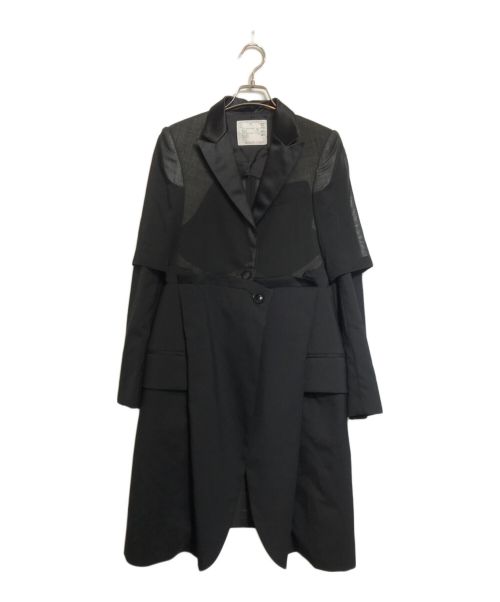 sacai（サカイ）sacai (サカイ) ASYMMETRY POLYWOOL CHESTER COAT ブラック サイズ:1の古着・服飾アイテム