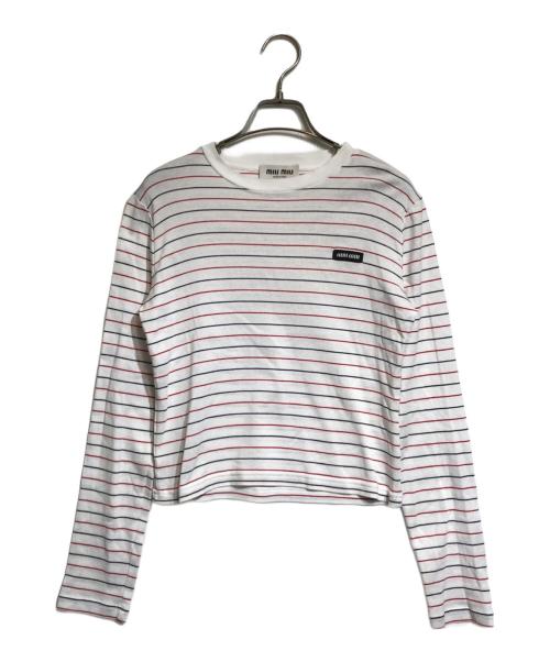 MIU MIU（ミュウミュウ）MIU MIU (ミュウミュウ) COTTON JERSEY L/S T-SHIRT ホワイト サイズ:Sの古着・服飾アイテム