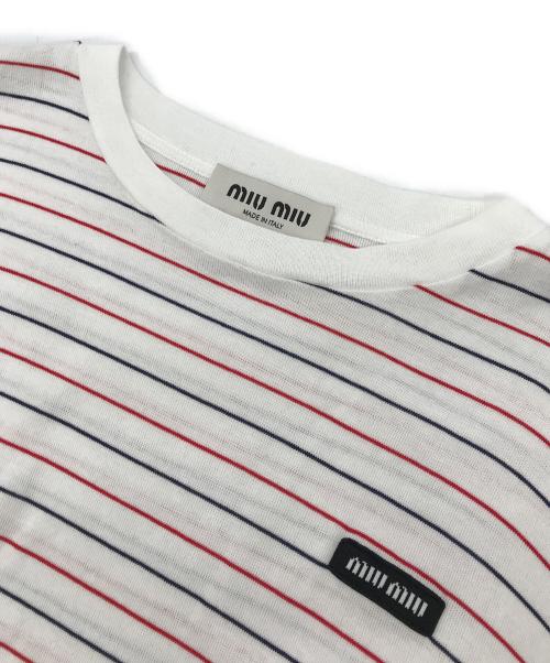 MIU MIU（ミュウミュウ）MIU MIU (ミュウミュウ) COTTON JERSEY L/S T-SHIRT ホワイト サイズ:Sの古着・服飾アイテム