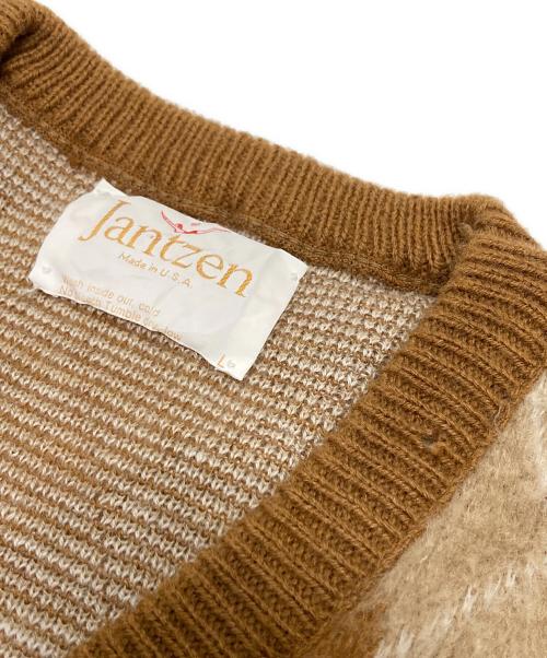 JANTZEN（ジャンセン）JANTZEN (ジャンセン) 70-80’Sアーガイルニット ブラウン サイズ:Lの古着・服飾アイテム