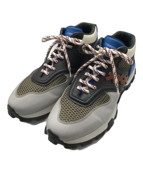 ERMENEGILDO ZEGNA（エルメネジルド・ゼニア）ERMENEGILDO ZEGNA (エルメネジルド・ゼニア) MY CESARE グレー×ブルー サイズ:EU 7 1/2の古着・服飾アイテム