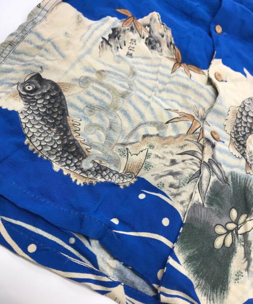 DENIME（ドゥニーム）DENIME (ドゥニーム) オールド和柄プリントアロハシャツ ブルー サイズ:Ⅿの古着・服飾アイテム