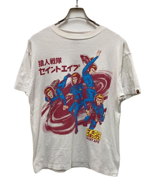 SAINT MICHAEL（セントマイケル）SAINT MICHAEL (セントマイケル) A BATHING APE (ア ベイシング エイプ) 猿人戦隊セイントエイプTシャツ ホワイト サイズ:Sの古着・服飾アイテム