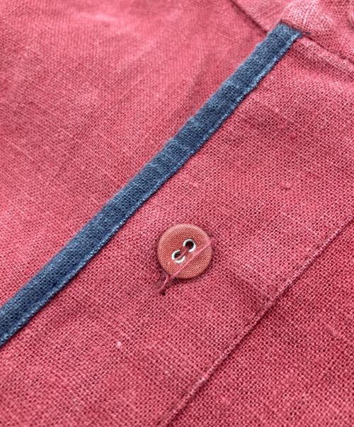 FRANK LEDER（フランクリーダー）FRANK LEDER (フランクリーダー) リネンバンドカラーシャツ レッド サイズ:5の古着・服飾アイテム